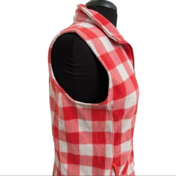 Woolrich Red White Buffalo Plaid Fleece Zip Front Vest Size M - Picture 6 of 13